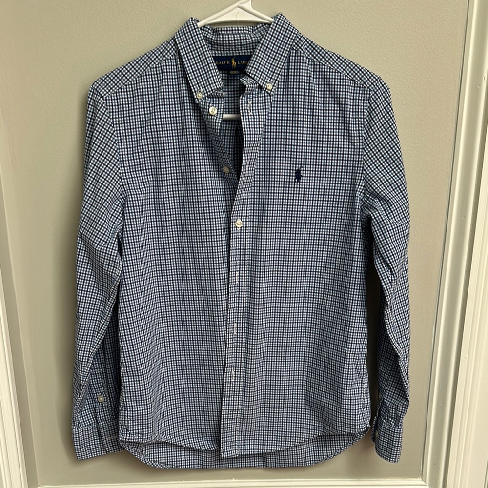 Ralph Lauren Blue Checkered Button Down Shirt